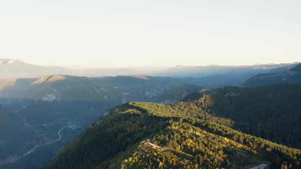 Aerial View of Mountain Ranges in Autum