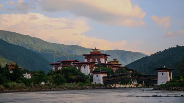 Time Lapse Of The Punakha Dzong In Bhutan