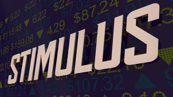 Stimulus Stock Market Ticker Economic Boost Increase 3d Animation