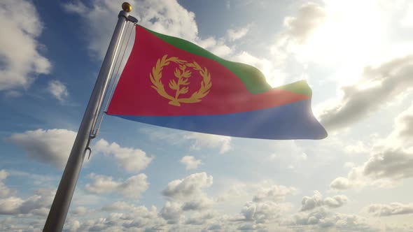 Eritrea Flag on a Flagpole