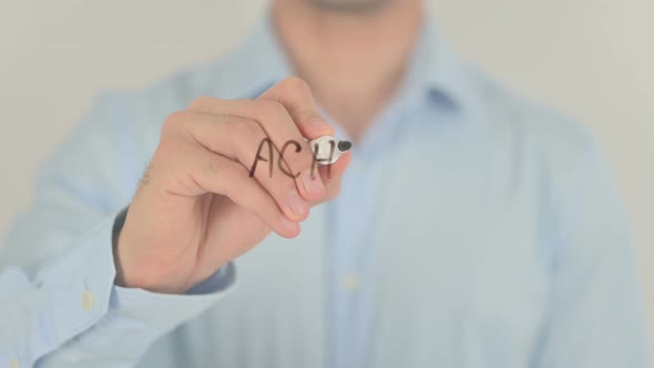 Achieve Results, Man Writing on Transparent Screen