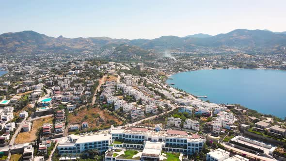 Bird Eye View of the City with Hotels and White Houses Onthe Ocean Coast at Noon