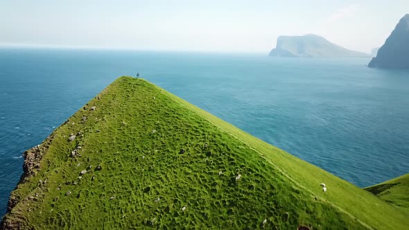 Aerial View of Kalsoy Island Faroe Islands