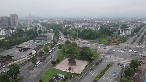 Aerial View of Dujiangyan City, Sichuan China