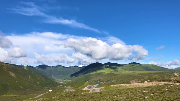 Blue Sky And White Cloud On Mountain Road