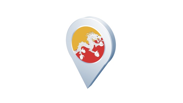 Bhutan Flag Pin Icon