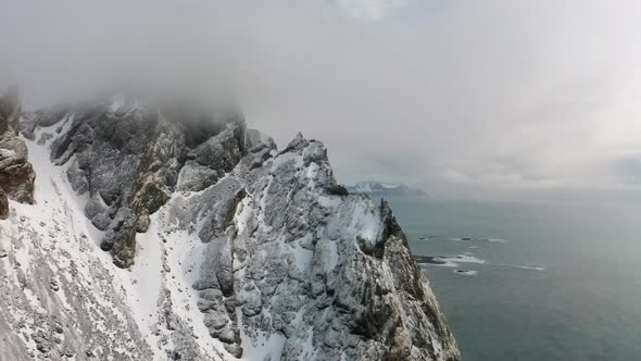 Aerial View of Vestrahorn at Stokksnes Beach Before Sunset, Iceland, Winter 2019