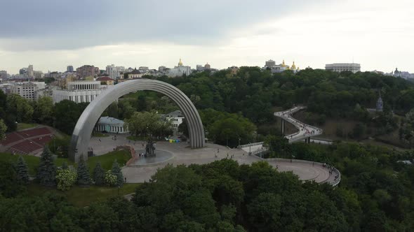 Panoramic View of Arch of Friendship of Peoples From the Sky