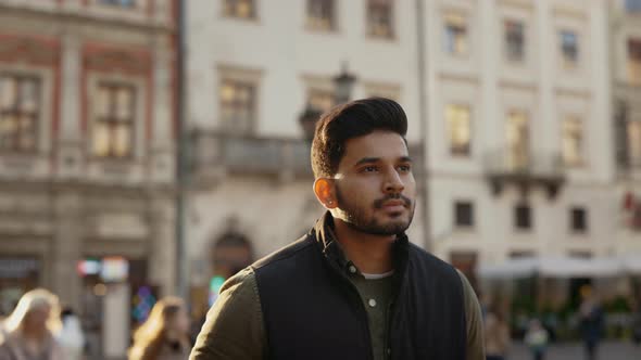 Handsome Indian Guy Enjoying Outdoors Walk