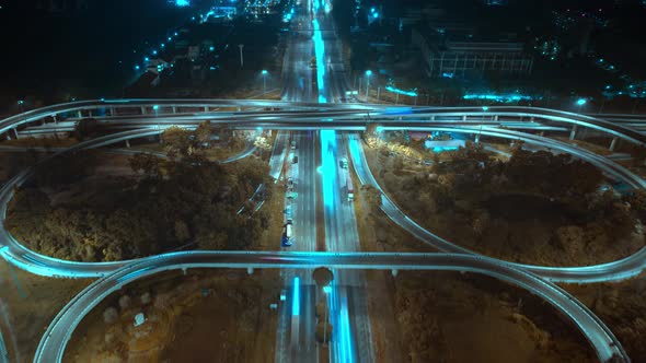 4K : Aerial drone hyperlapse video of elevated toll road junction