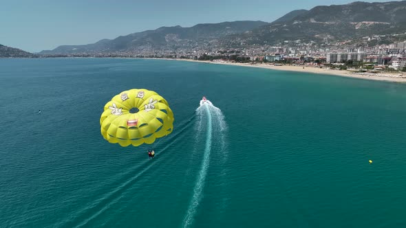 Parasailing aerial view Turkey Alanya 4 K