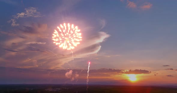 As the Sunset on the Celebration of the Holiday Festive Fireworks Will Be Launched Into the Sky