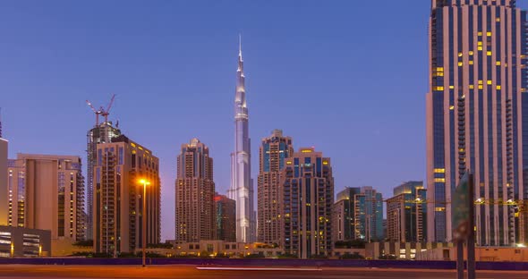 Panorama of Skyscrapers and Burj Khalifa