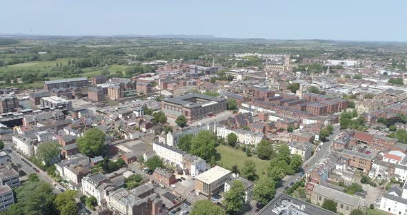 Gloucester City Centre and docks on a sunny day