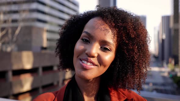 African American business woman in downtown Los Angeles