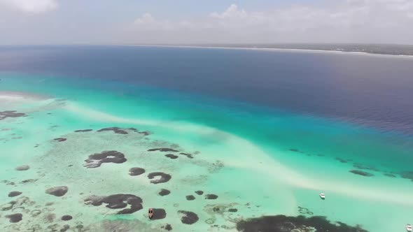 Paradise Private Island of Mnemba in Turquoise Ocean Zanzibar Aerial View