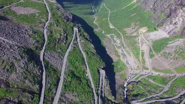 Trollstigen pass in Norway, aerial footage