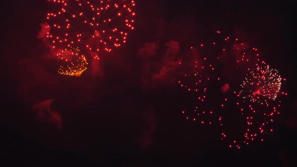Explosions of Beautiful Fireworks in the Night