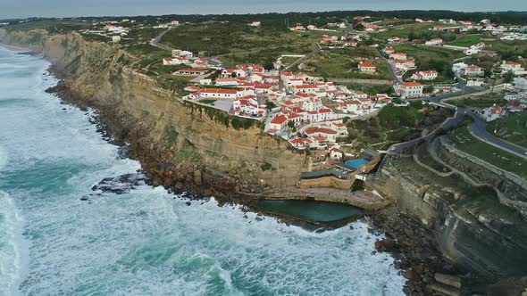 Aerial of Coastal Town Azenhas Do Mar in Portugal
