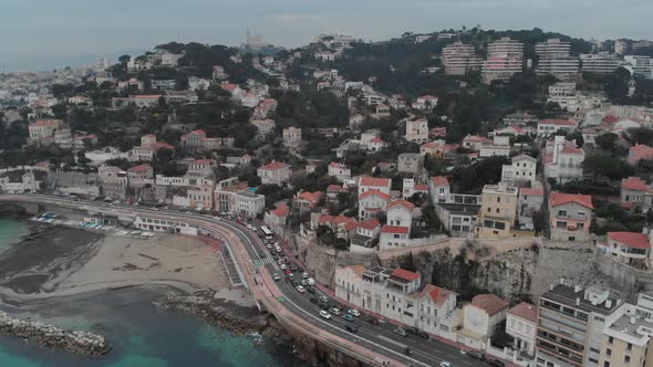 Flying over Marseille beautiful coastline. France 2020