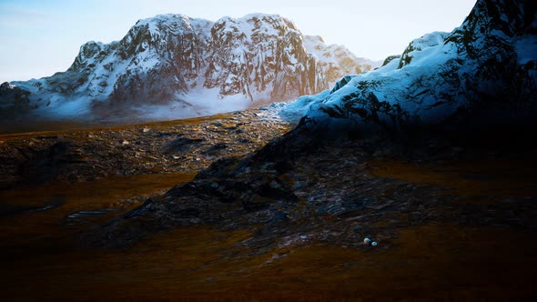 Mountains with Snow and Dry Hills in Chile