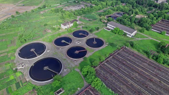 Aerial View to Sewage Treatment Plant