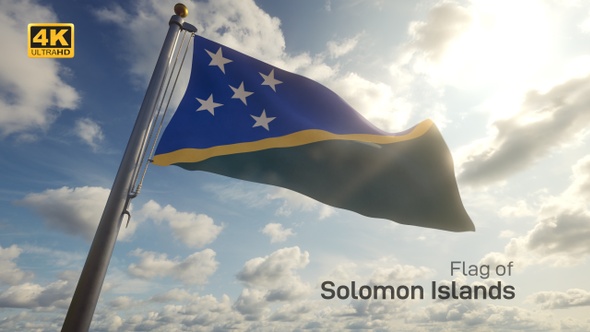 Solomon Islands Flag on a Flagpole - 4K