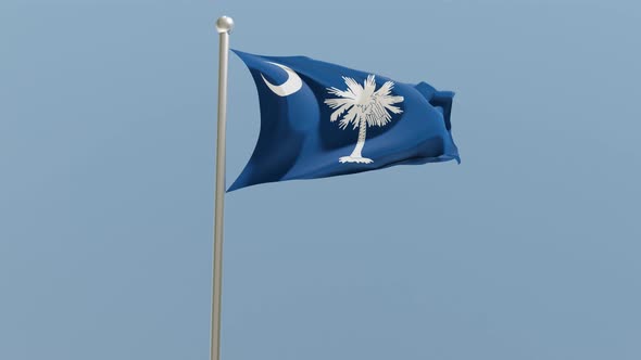 South Carolina flag on flagpole.