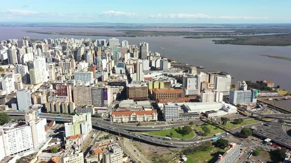 Porto Alegre Brazil. Brazilian city skyline landmark. Buildings at downtown city