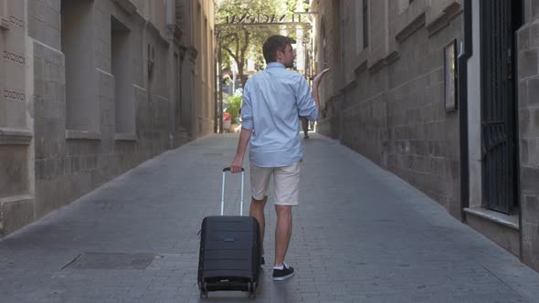 Business Man Leg Walking Forward with Baggage to the Train Station