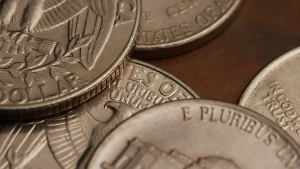 Rotating stock footage shot of American coins