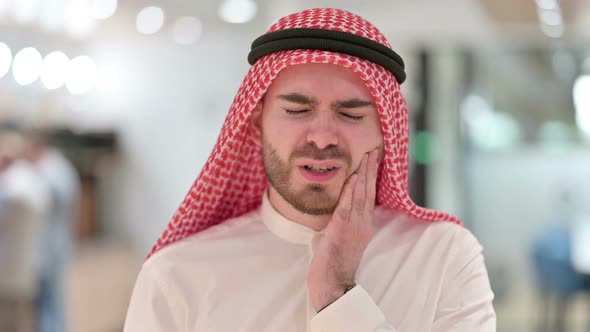 Portrait of Unhealthy Young Arab Businessman Having Toothache