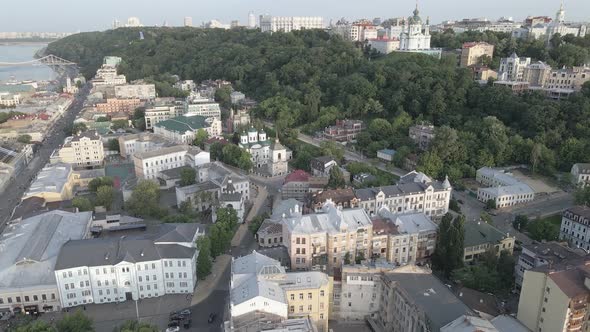 Kyiv, Ukraine. Aerial View. Slow Motion, Flat, Gray