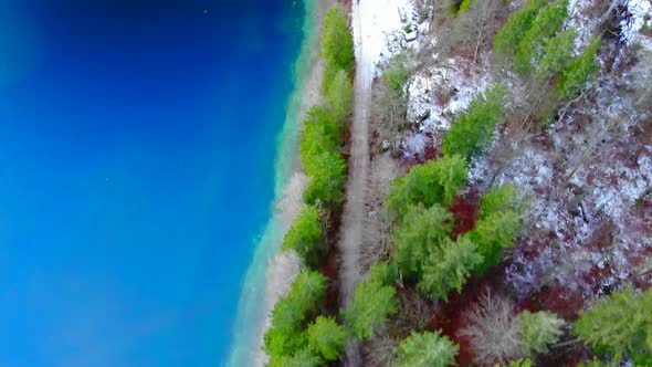 Beautiful view on the lake langbathsee and mountains drone video