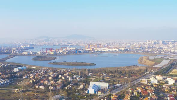 Istanbul Maltepe Bosphorus Aerial View Shipyard