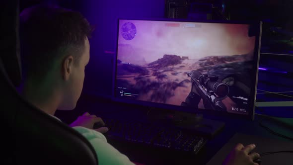 Player is engaging in military combat in the first-person shooter video game
