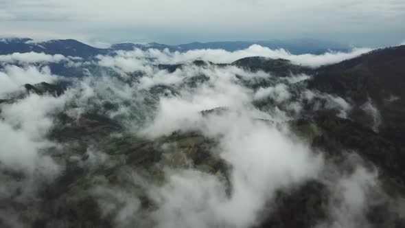 Fog and Clouds Over the Mountains Morning in the Mountains