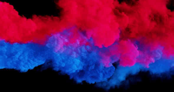 Colorful smoke effect flowing with turbulences and speed. alt