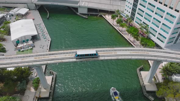 Tracking of Metromover Vehicle Driving on Tall Bridge Over Rippled Water