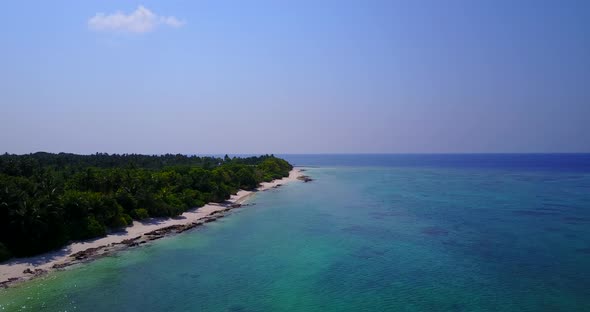 Tropical aerial abstract view of a summer white paradise sand beach and turquoise sea background in 