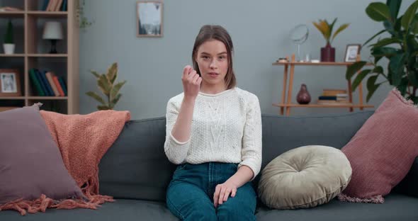 Female Person Showing with Deaf-mute Sign Language I All Understand, Woman Looking To Camera and