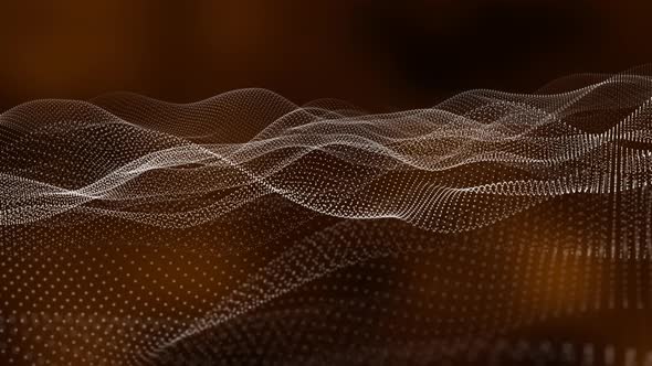 Background Brown Dark Color Digital Particle Line Wave Animated