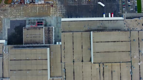 Modern factory from the air. Exterior of the modern plant from above.