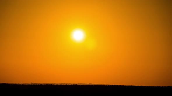 Orange Sunset in Yellow Sky Time Lapse