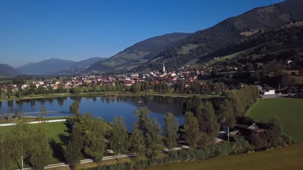 Aerial View of Uttendorf Town Austria