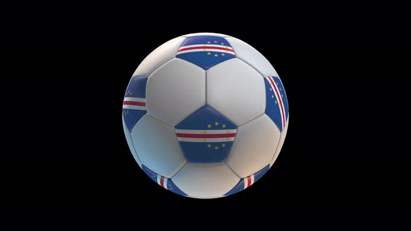 Soccer ball with flag Cape Verde Islands, on black background loop alpha alt