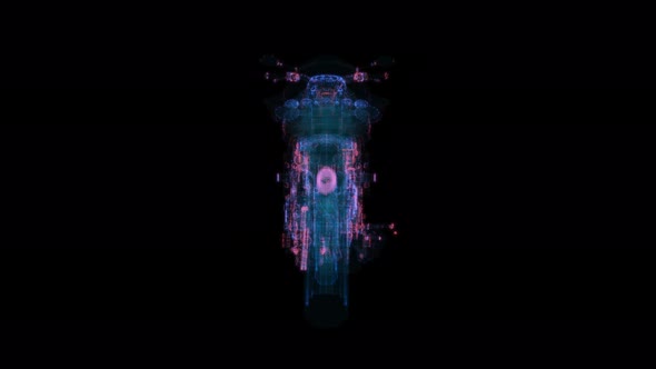 Abstract Motorcycle Consisting of Glow Points and Lines alt