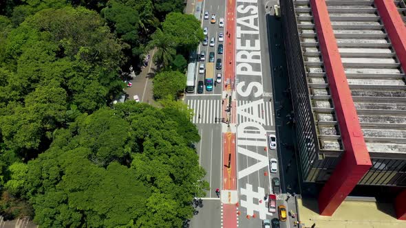 Aerial landscape of famous Paulista Avenue at Sao Paulo Brazil.