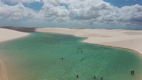 Brazilian landmark rainwater lakes and sand dunes. Lencois Maranhenses Brazil.