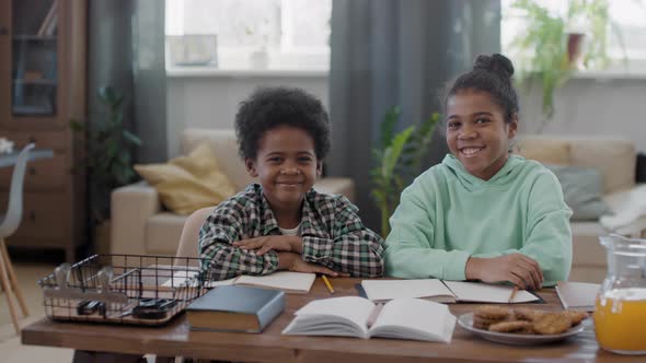 Portrait Of Afro Kids Studying At Home